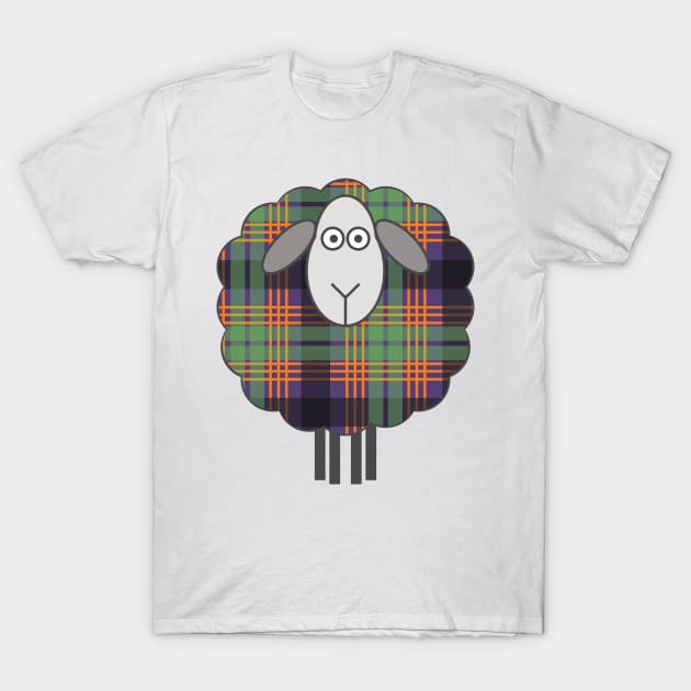 Scottish Halloween Coloured Tartan Patterned Sheep T-Shirt by MacPean